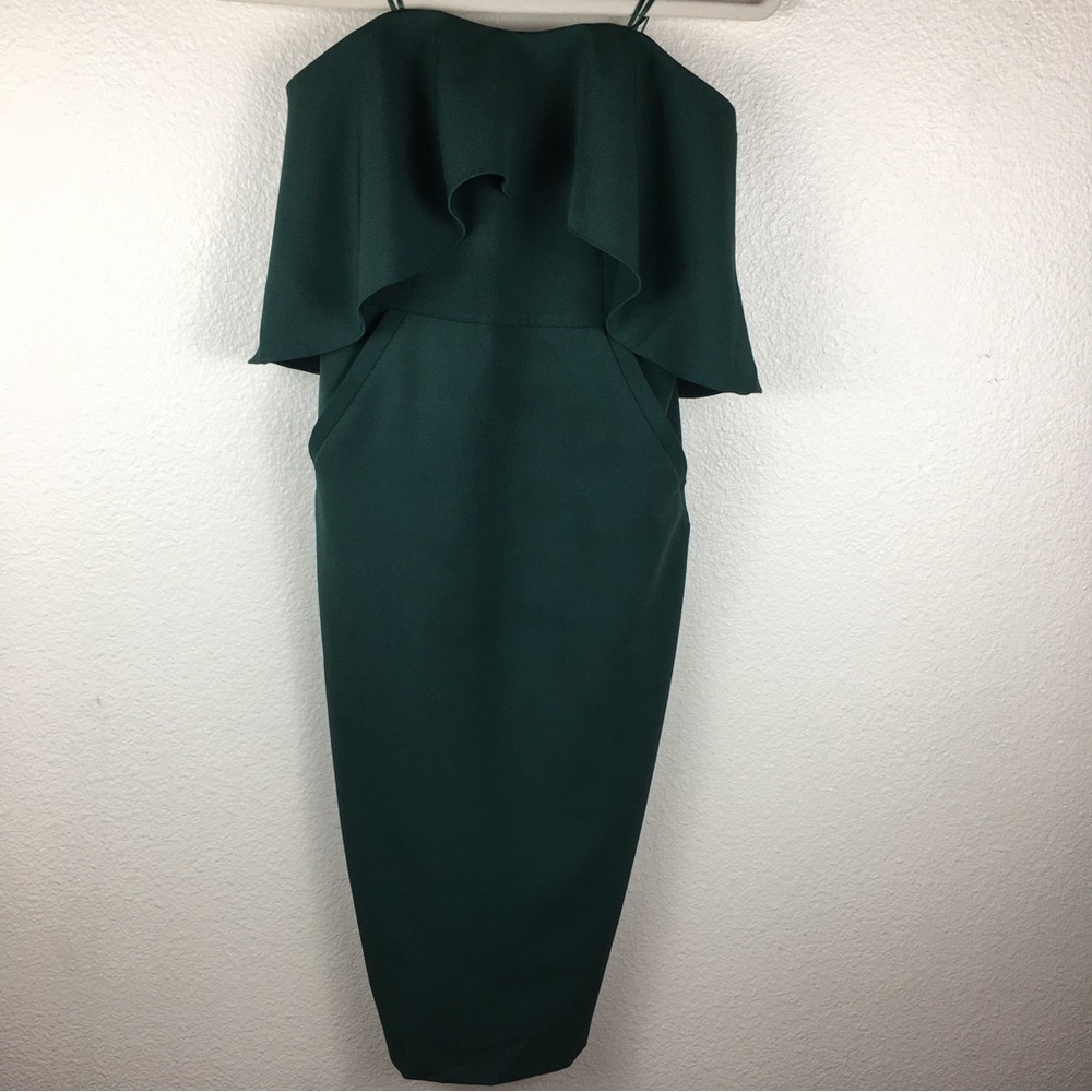 Chelsea28 Forest Green Strapless Lined Pockets Dress - Size 2